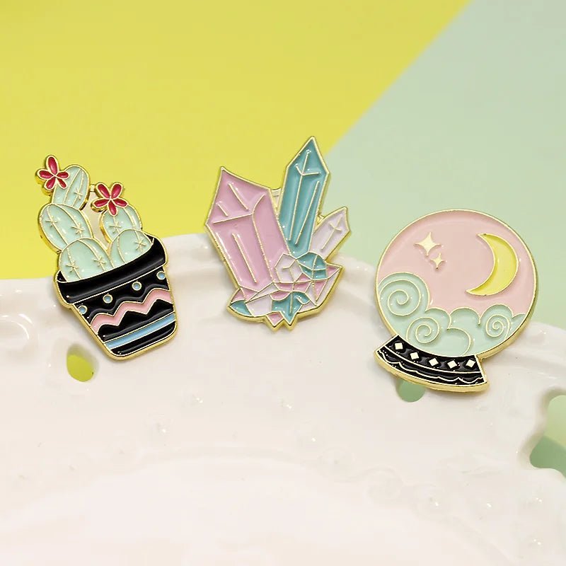 Crystal girl enamel pins - Blossoms&Moss