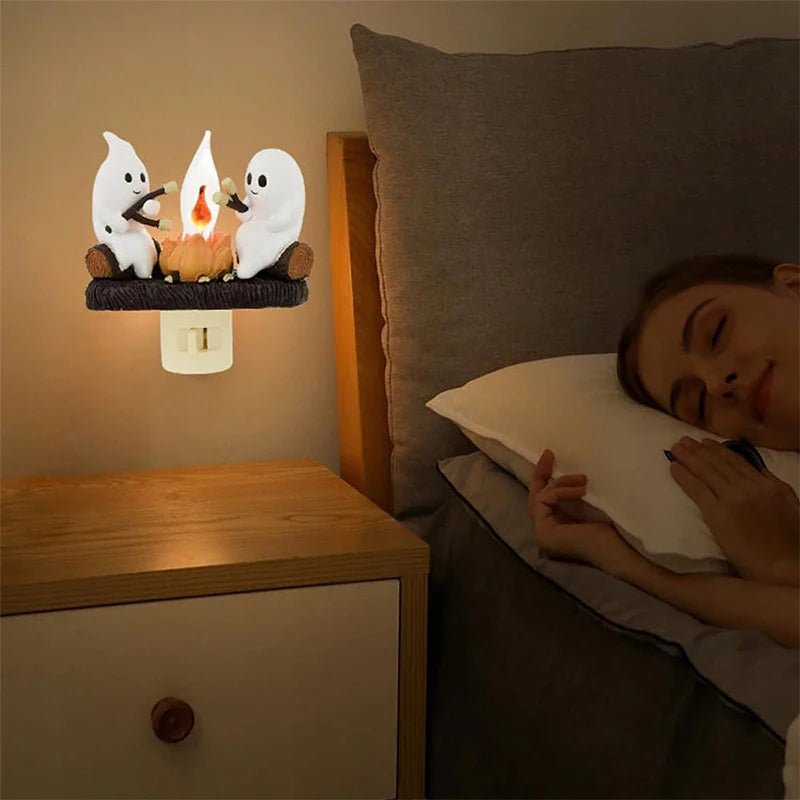 Cute Ghost flickering Campfire Night Light - Blossoms&Moss