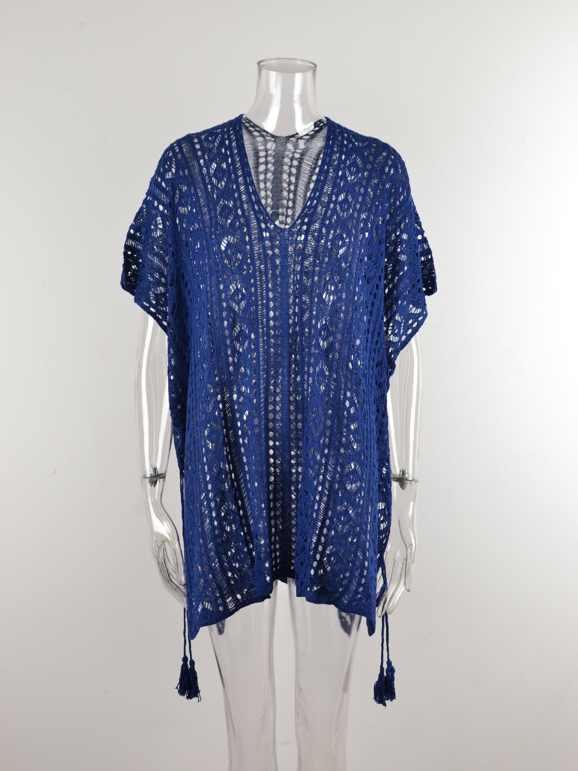 Cutout V - Neck Cover - Up with Tassel - Blossoms&Moss