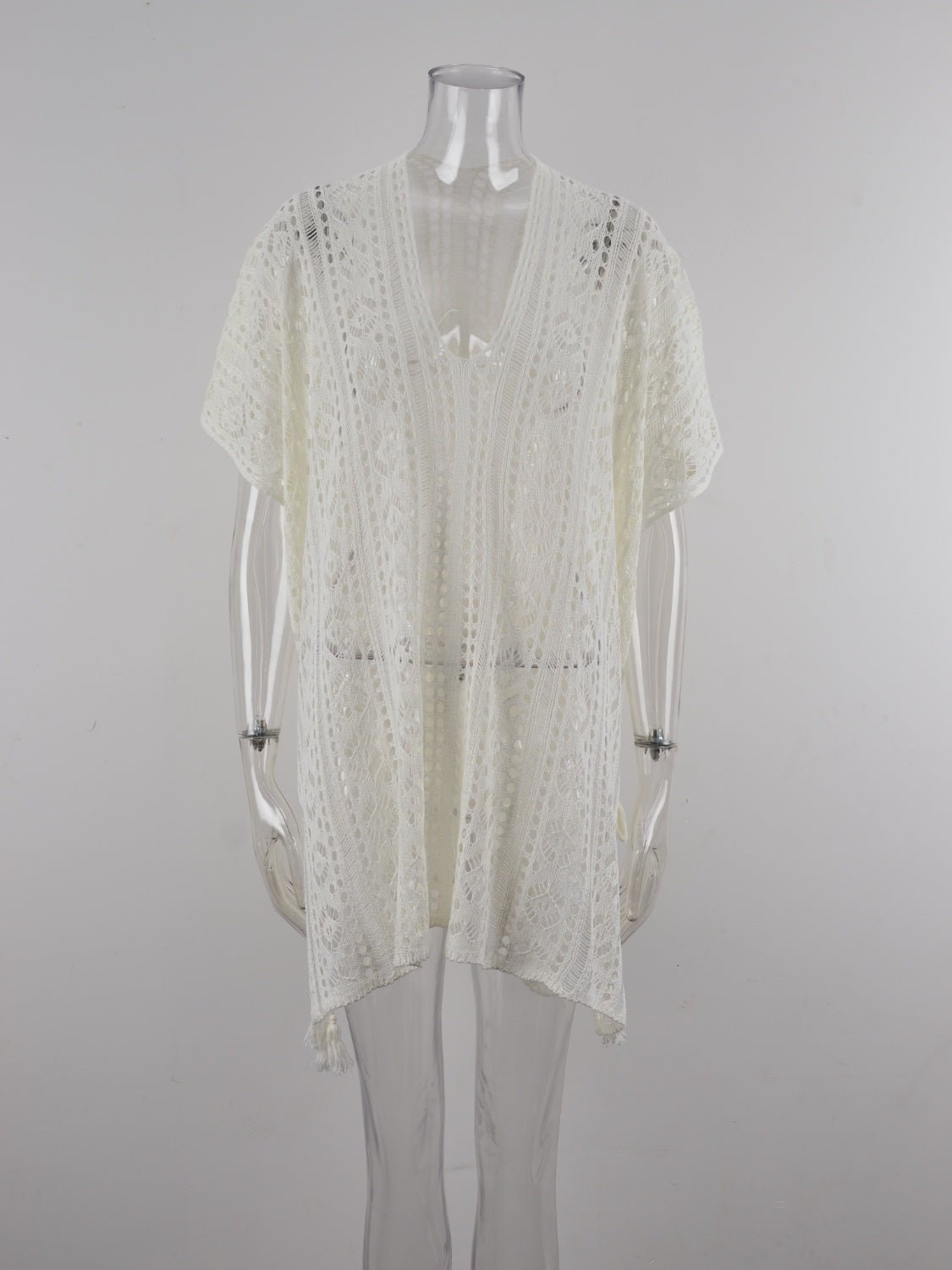 Cutout V - Neck Cover - Up with Tassel - Blossoms&Moss