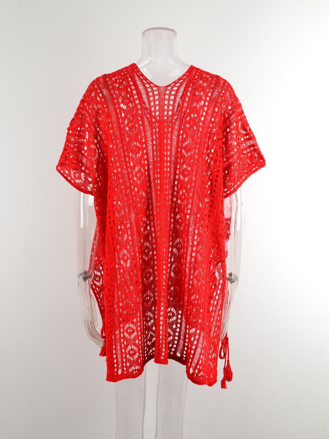 Cutout V - Neck Cover - Up with Tassel - Blossoms&Moss