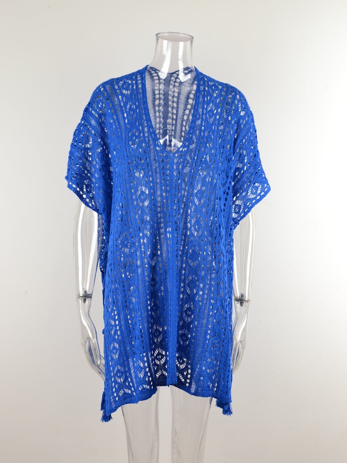 Cutout V - Neck Cover - Up with Tassel - Blossoms&Moss