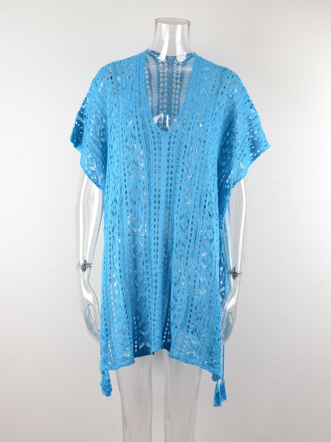 Cutout V - Neck Cover - Up with Tassel - Blossoms&Moss