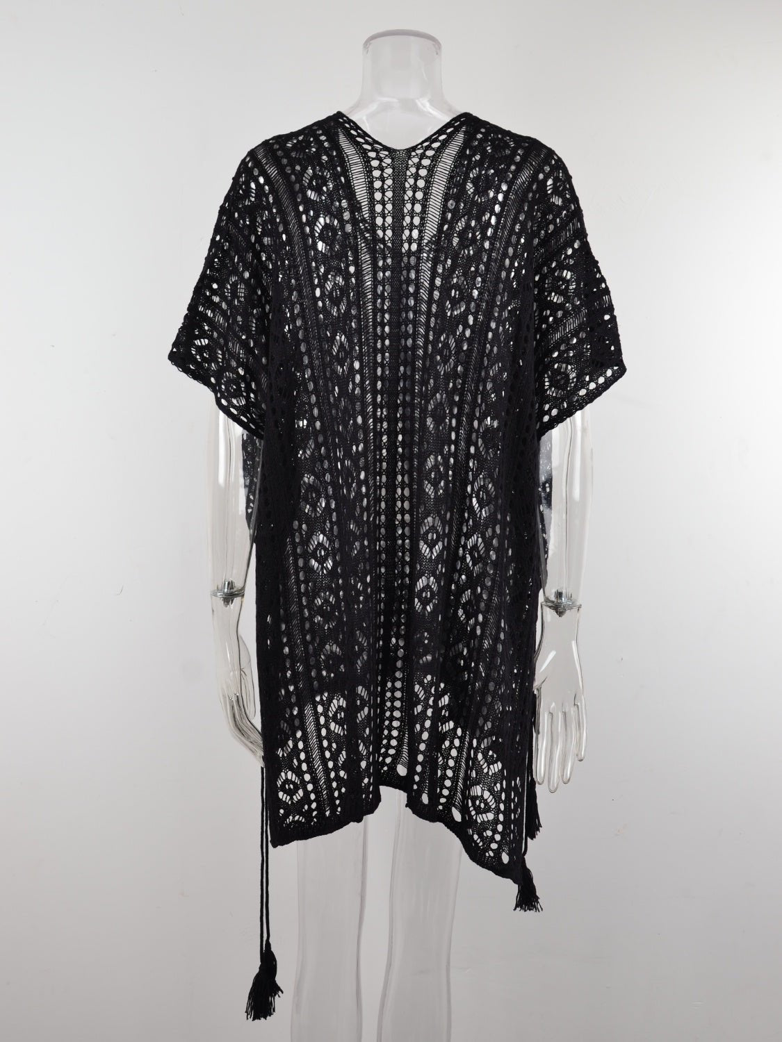 Cutout V - Neck Cover - Up with Tassel - Blossoms&Moss