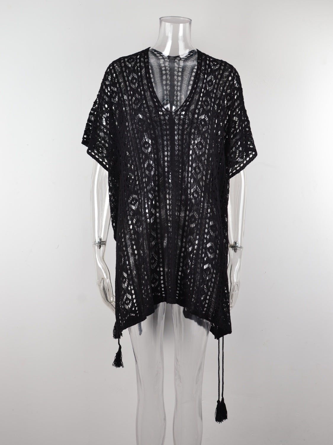 Cutout V - Neck Cover - Up with Tassel - Blossoms&Moss