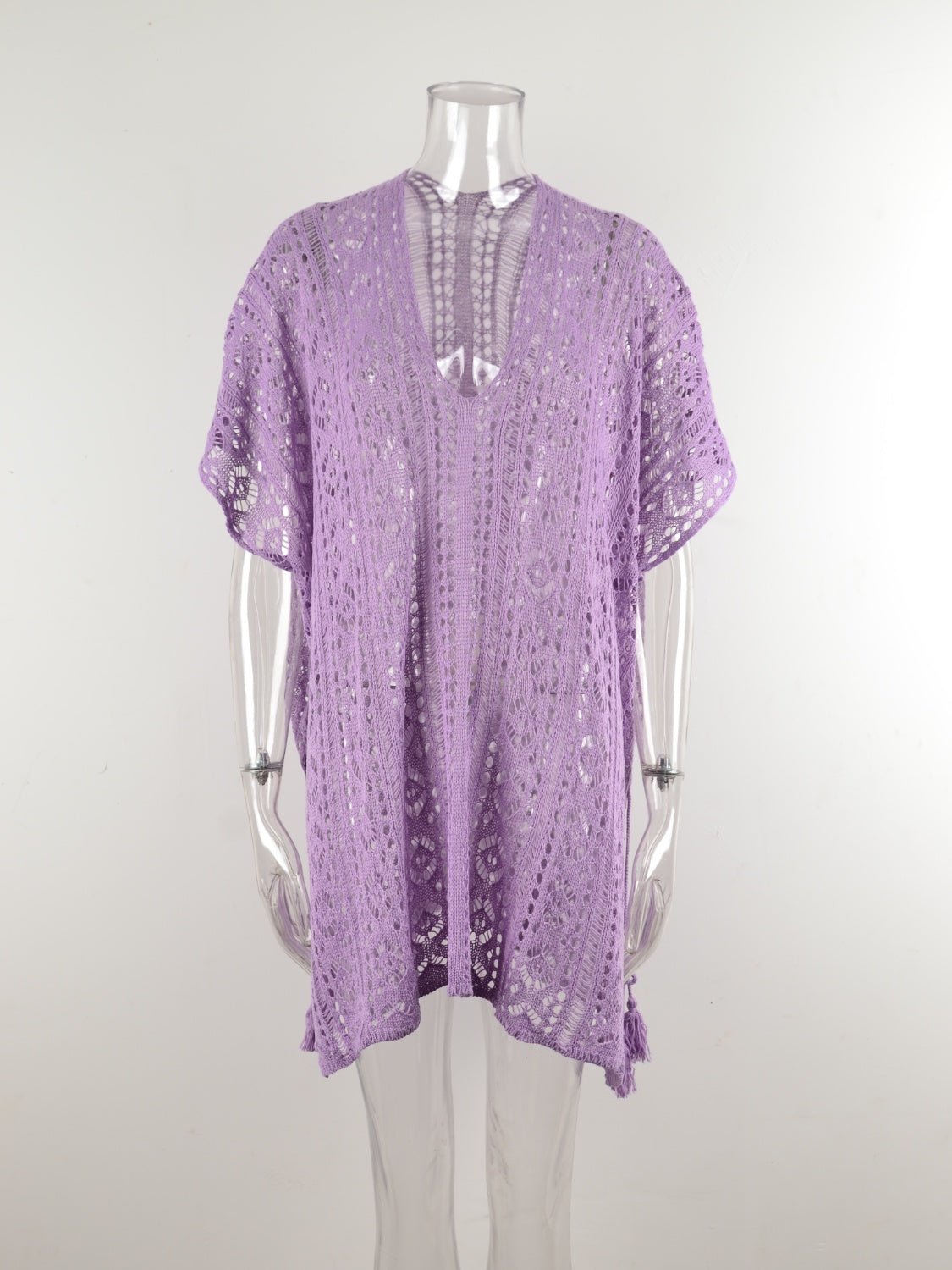 Cutout V - Neck Cover - Up with Tassel - Blossoms&Moss