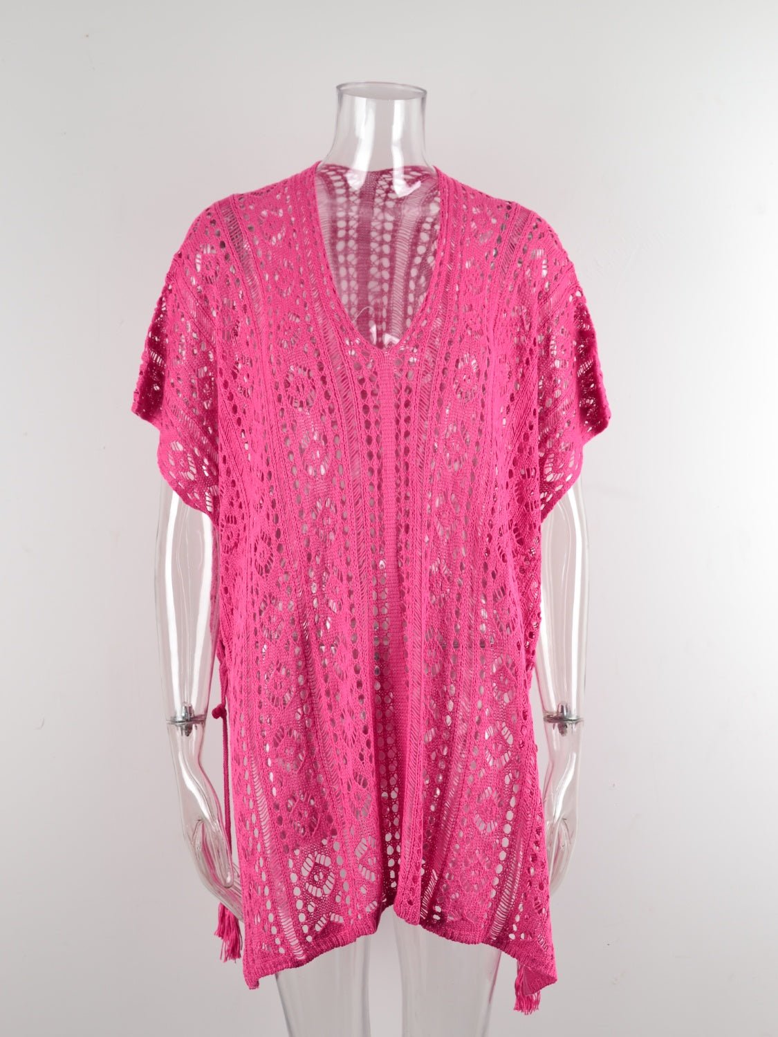 Cutout V - Neck Cover - Up with Tassel - Blossoms&Moss