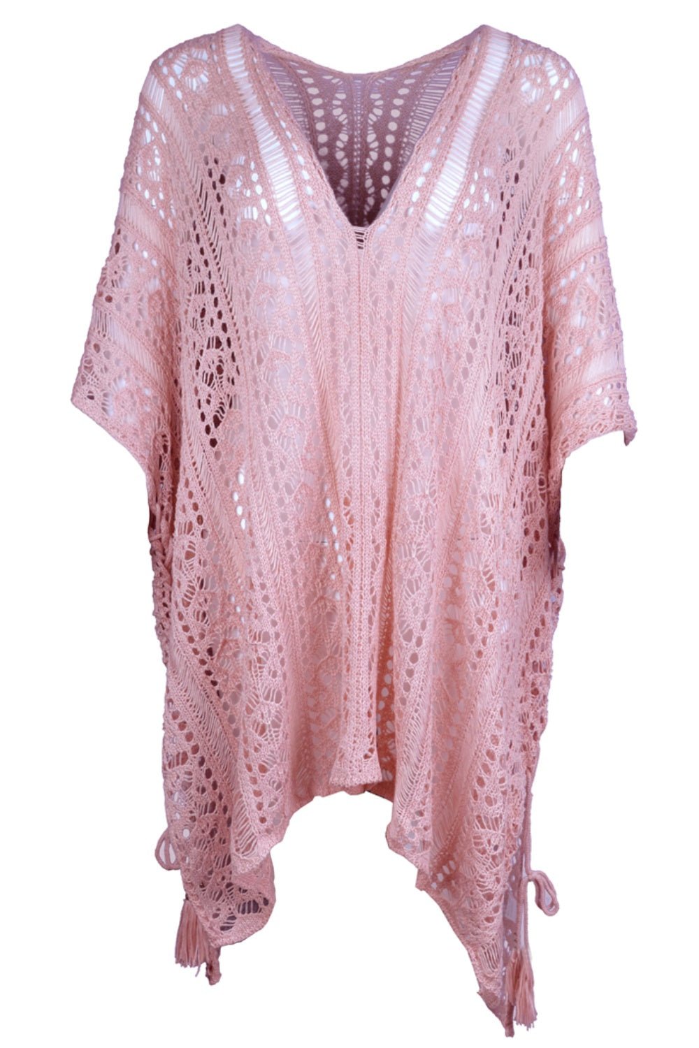 Cutout V - Neck Cover - Up with Tassel - Blossoms&Moss