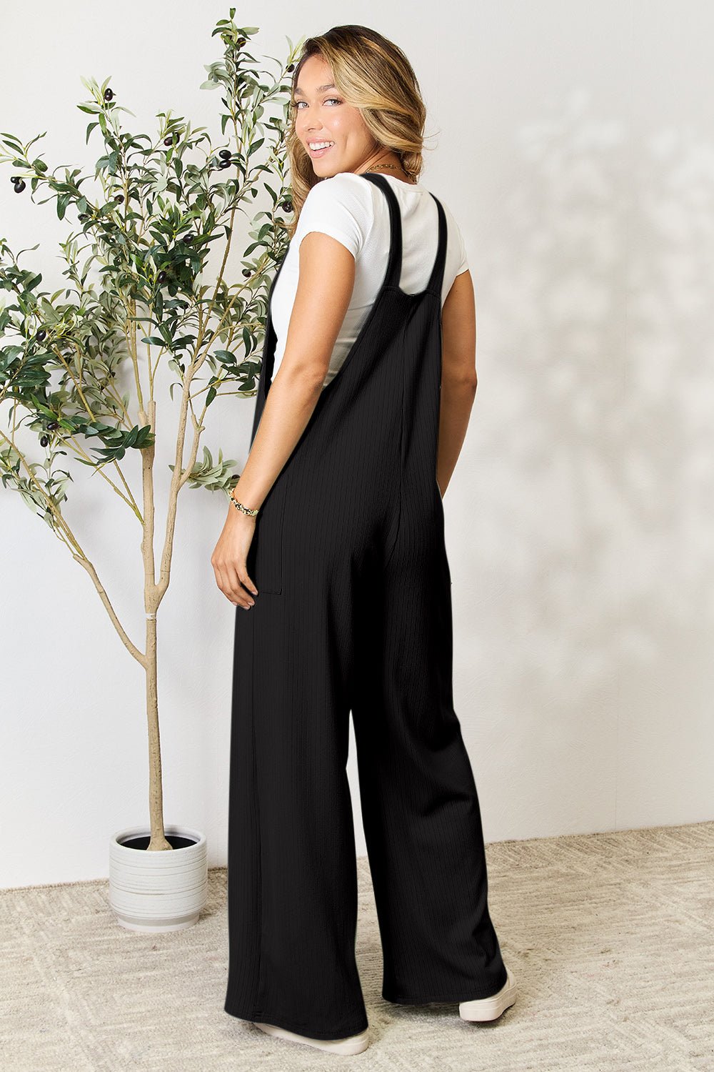 Double Take Full Size Wide Strap Overall with Pockets - Blossoms&Moss