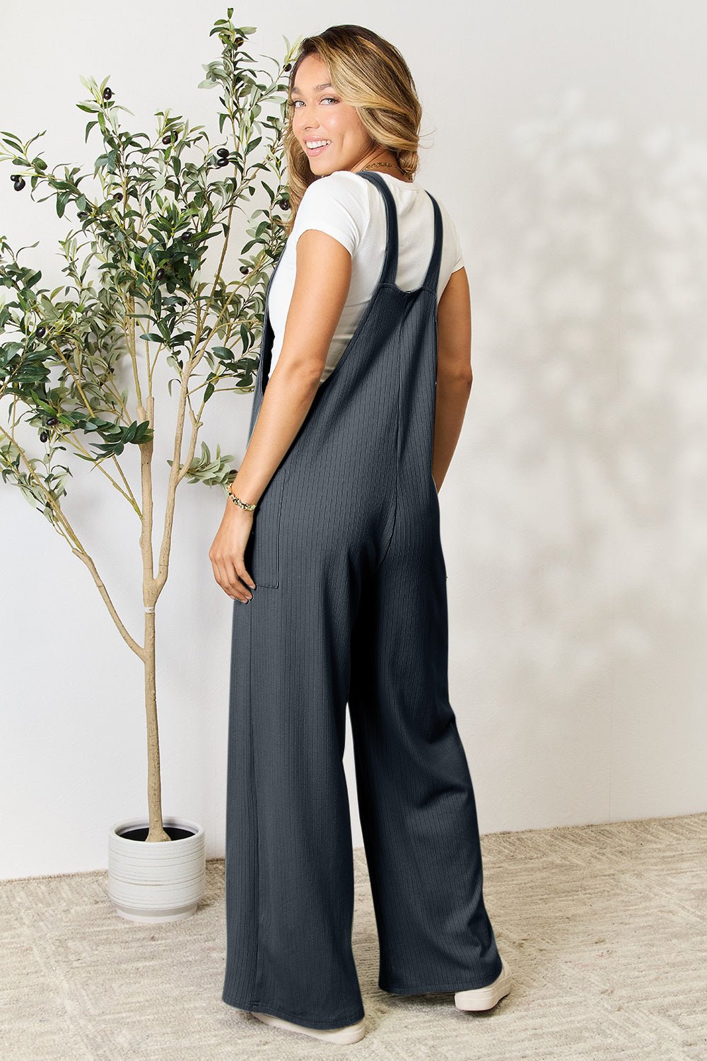 Double Take Full Size Wide Strap Overall with Pockets - Blossoms&Moss