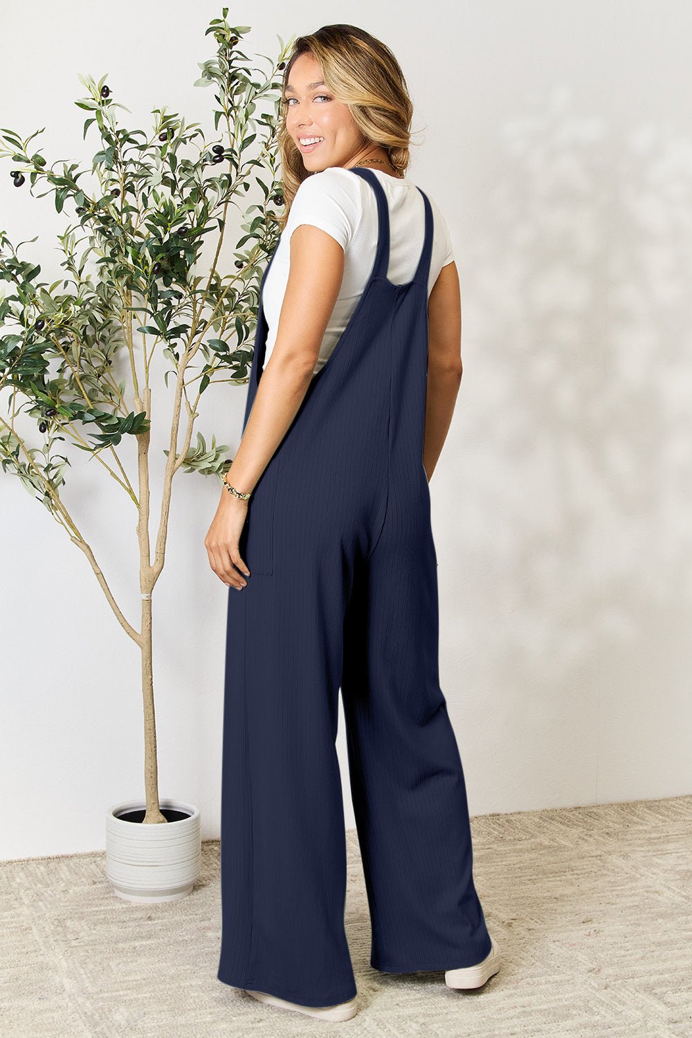 Double Take Full Size Wide Strap Overall with Pockets - Blossoms&Moss