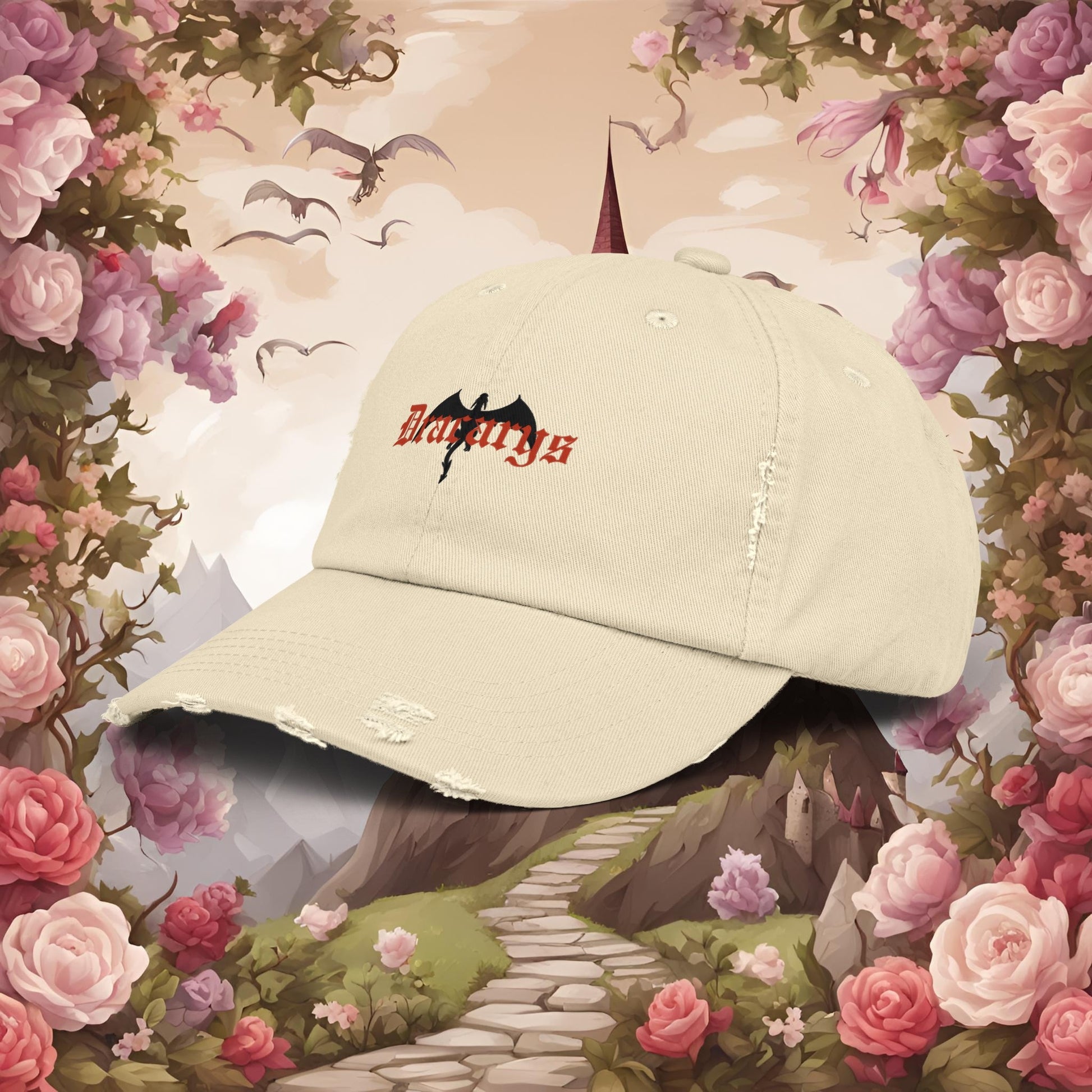 Dracarys fire & blood distressed hat - Blossoms&Moss