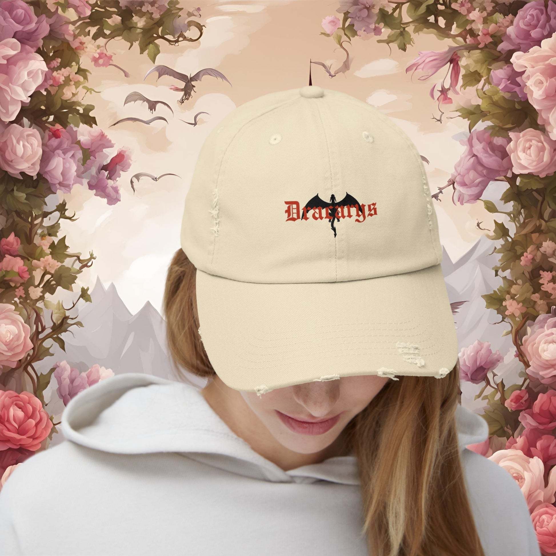 Dracarys fire & blood distressed hat - Blossoms&Moss