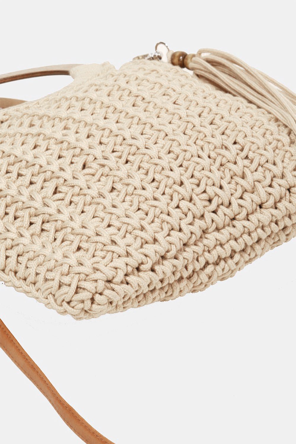 Fame Crochet Knit Convertible Tote Bag with Tassel - Blossoms&Moss