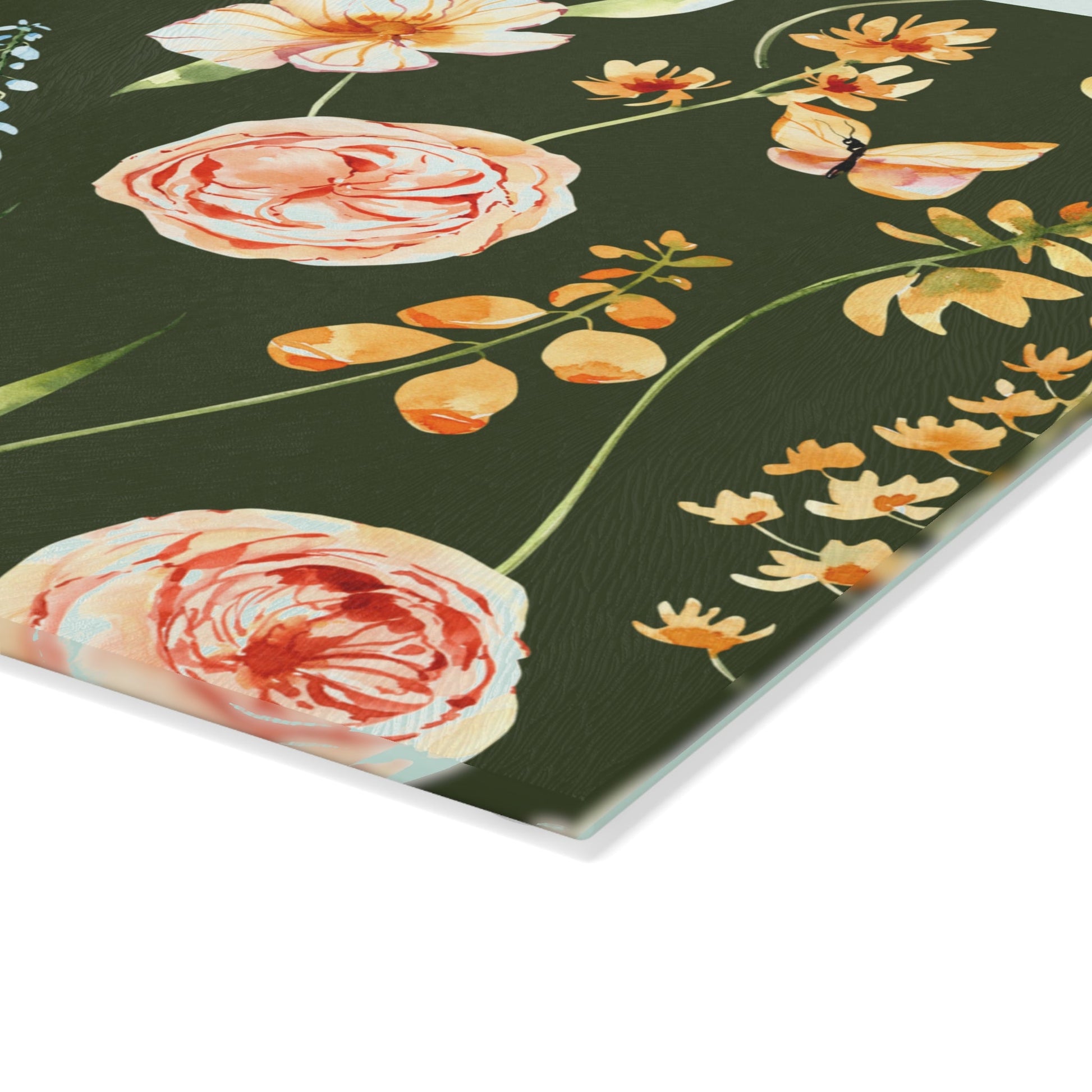 Floral Glass Cutting Board - Blossoms&Moss