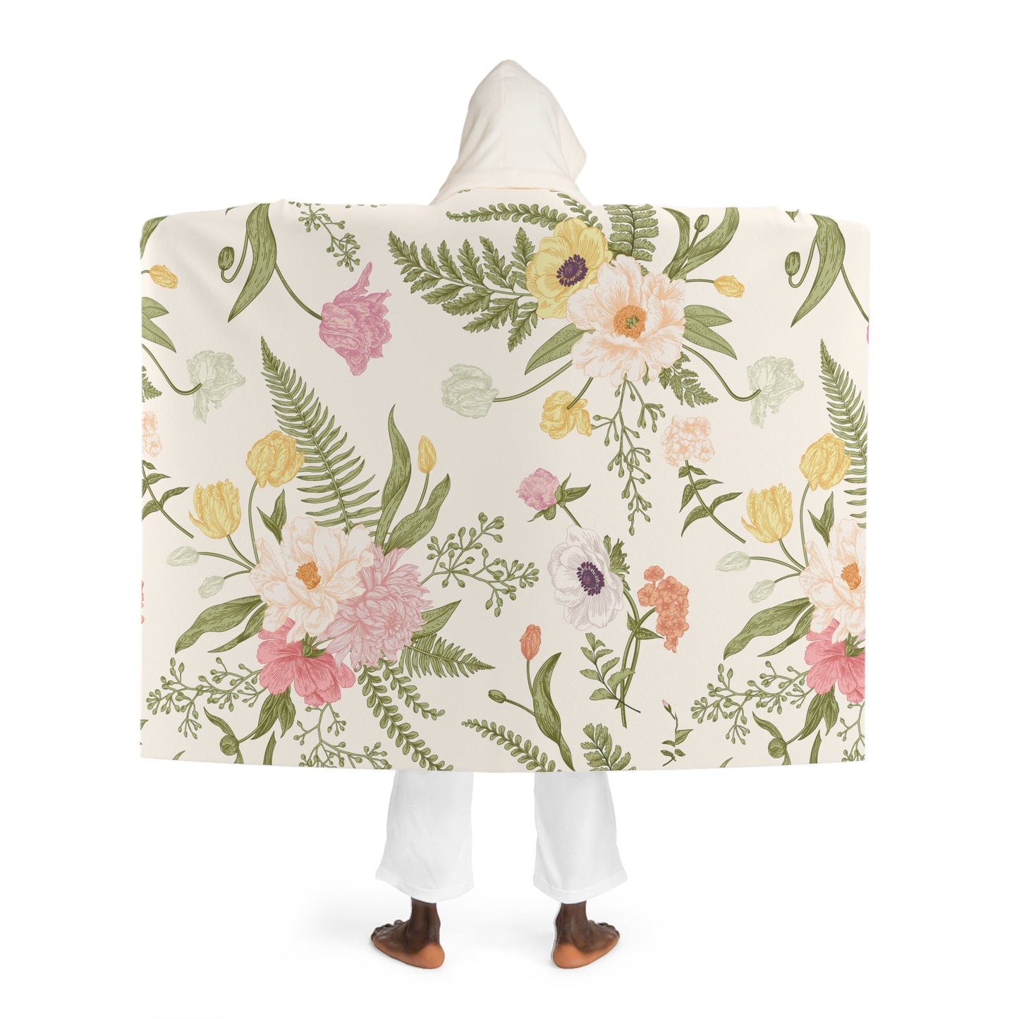 Floral Hooded Sherpa Fleece Blanket - Blossoms&Moss