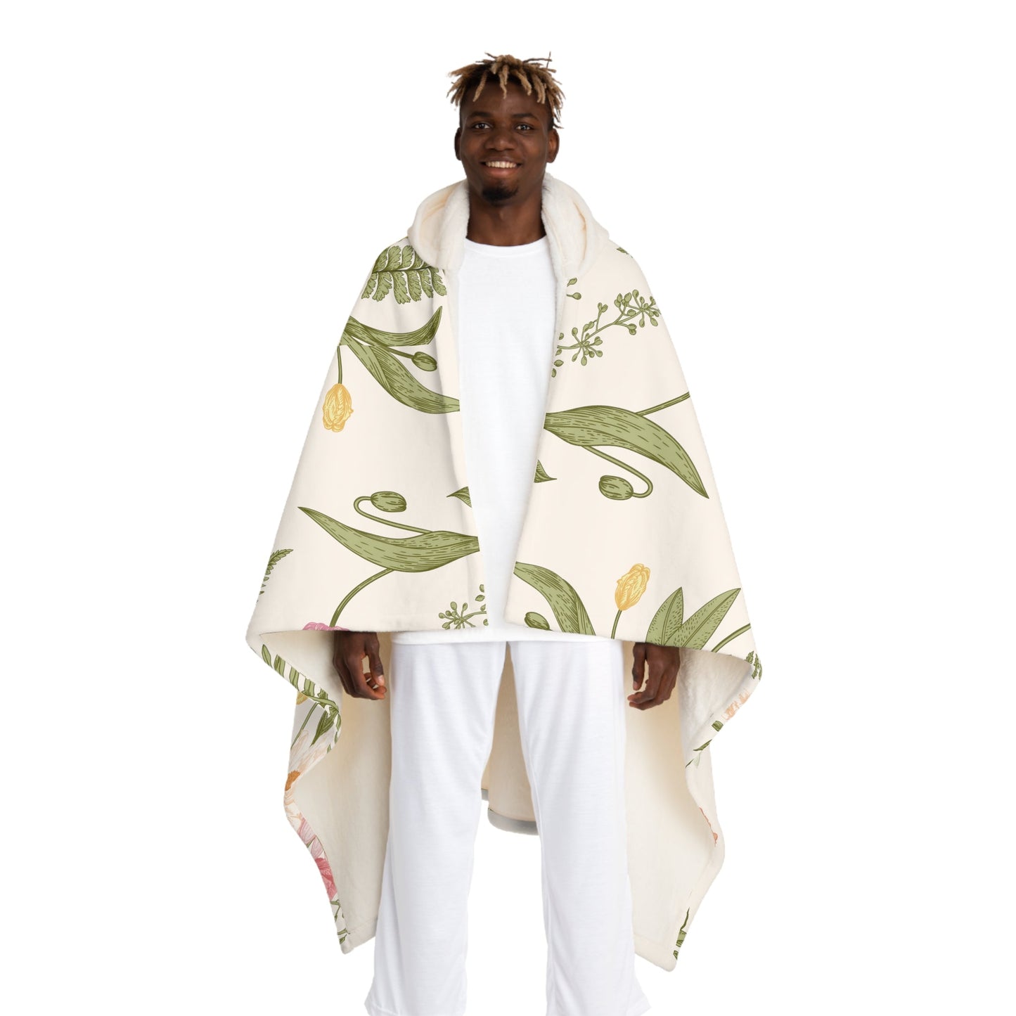 Floral Hooded Sherpa Fleece Blanket - Blossoms&Moss