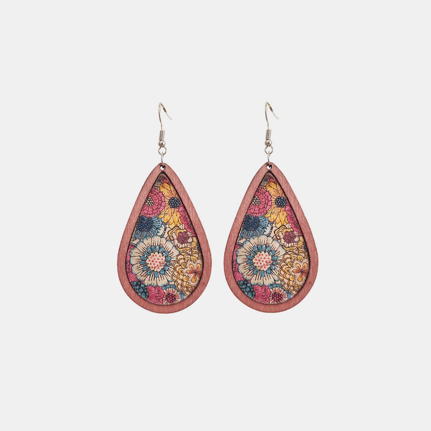 Floral Wood Teardrop Earrings - Blossoms&Moss