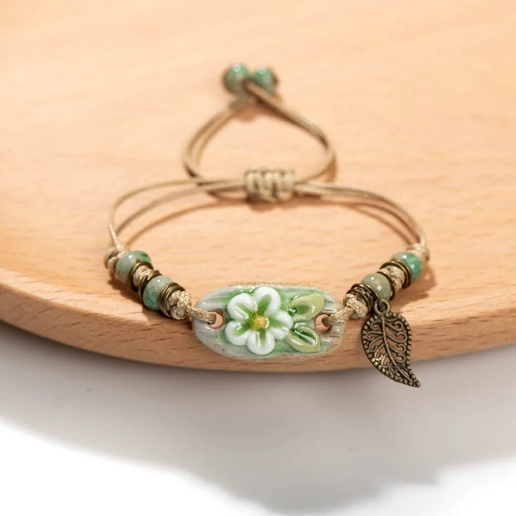 Forest Series Plant hand - kneaded Ceramic Bracelet - Blossoms&Moss