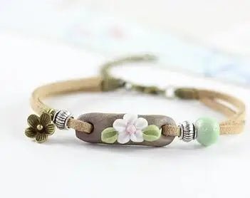 Forest Series Plant hand - kneaded Ceramic Bracelet - Blossoms&Moss