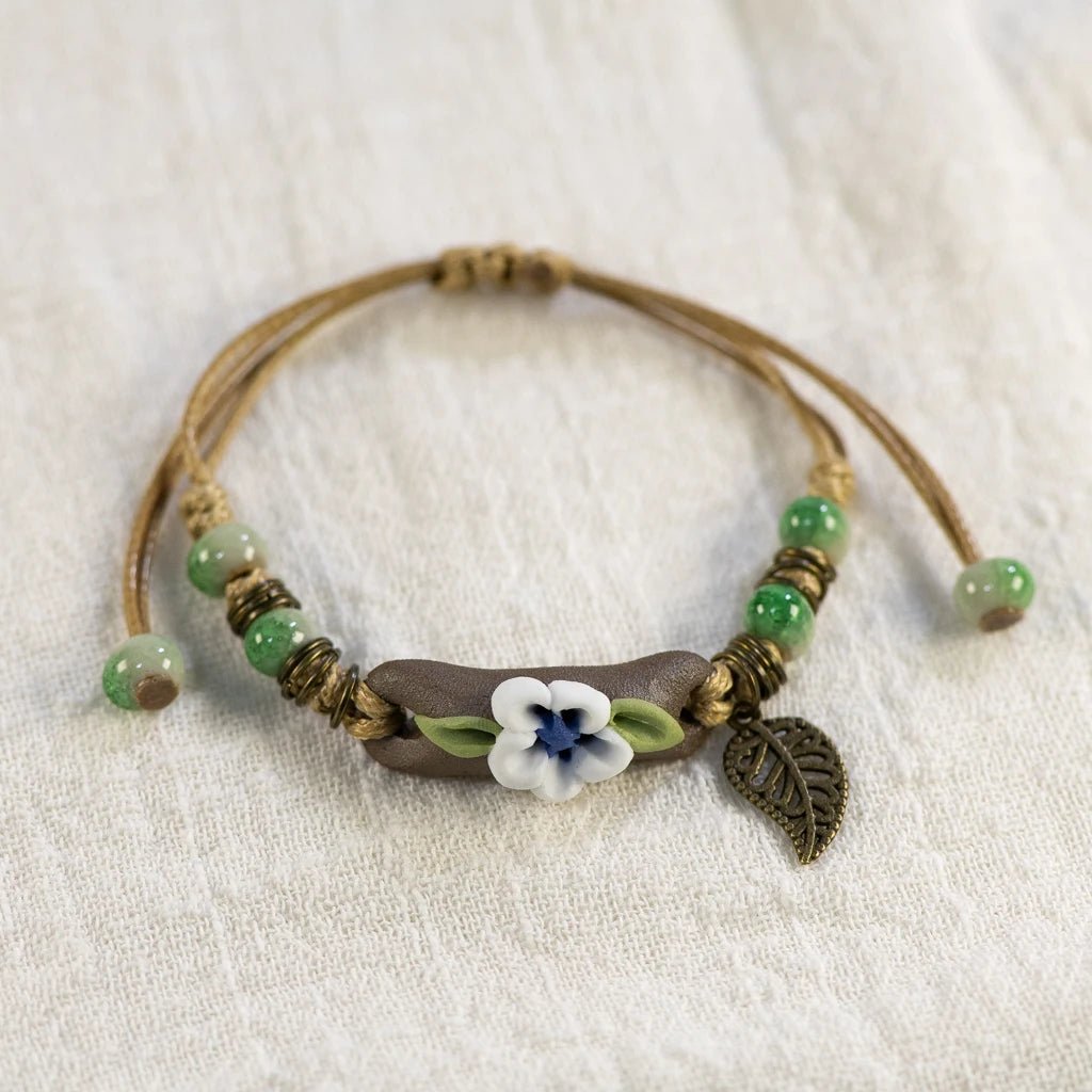 Forest Series Plant hand - kneaded Ceramic Bracelet - Blossoms&Moss