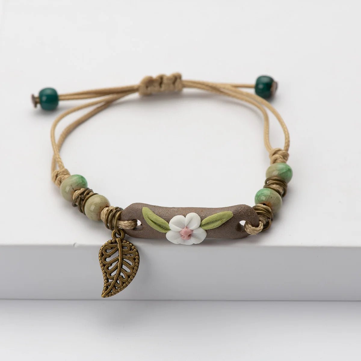 Forest Series Plant hand - kneaded Ceramic Bracelet - Blossoms&Moss