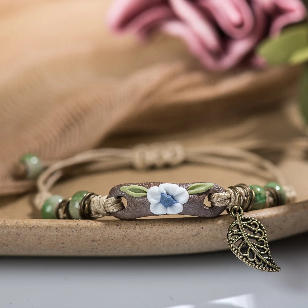 Forest Series Plant hand - kneaded Ceramic Bracelet - Blossoms&Moss