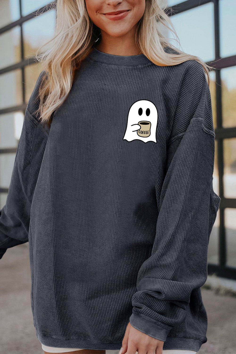 Ghost Graphic Drop Shoulder Sweatshirt - Blossoms&Moss