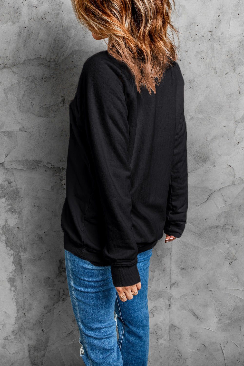 Ghost Round Neck Long Sleeve Sweatshirt - Blossoms&Moss