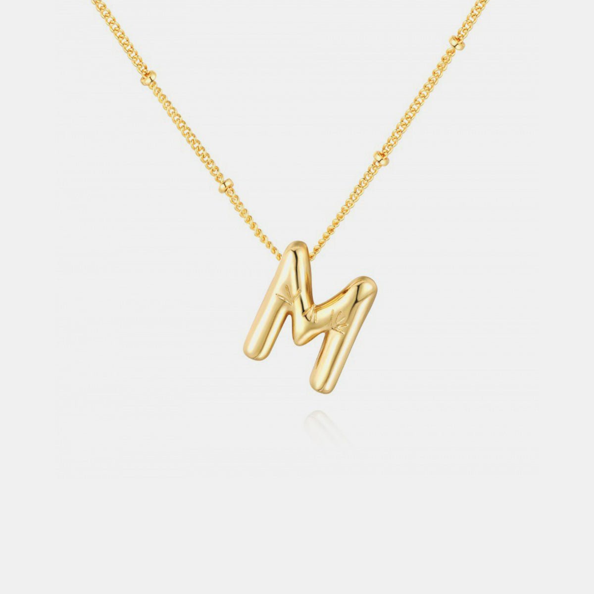 Gold - Plated Bubble Initial Necklace - Blossoms&Moss