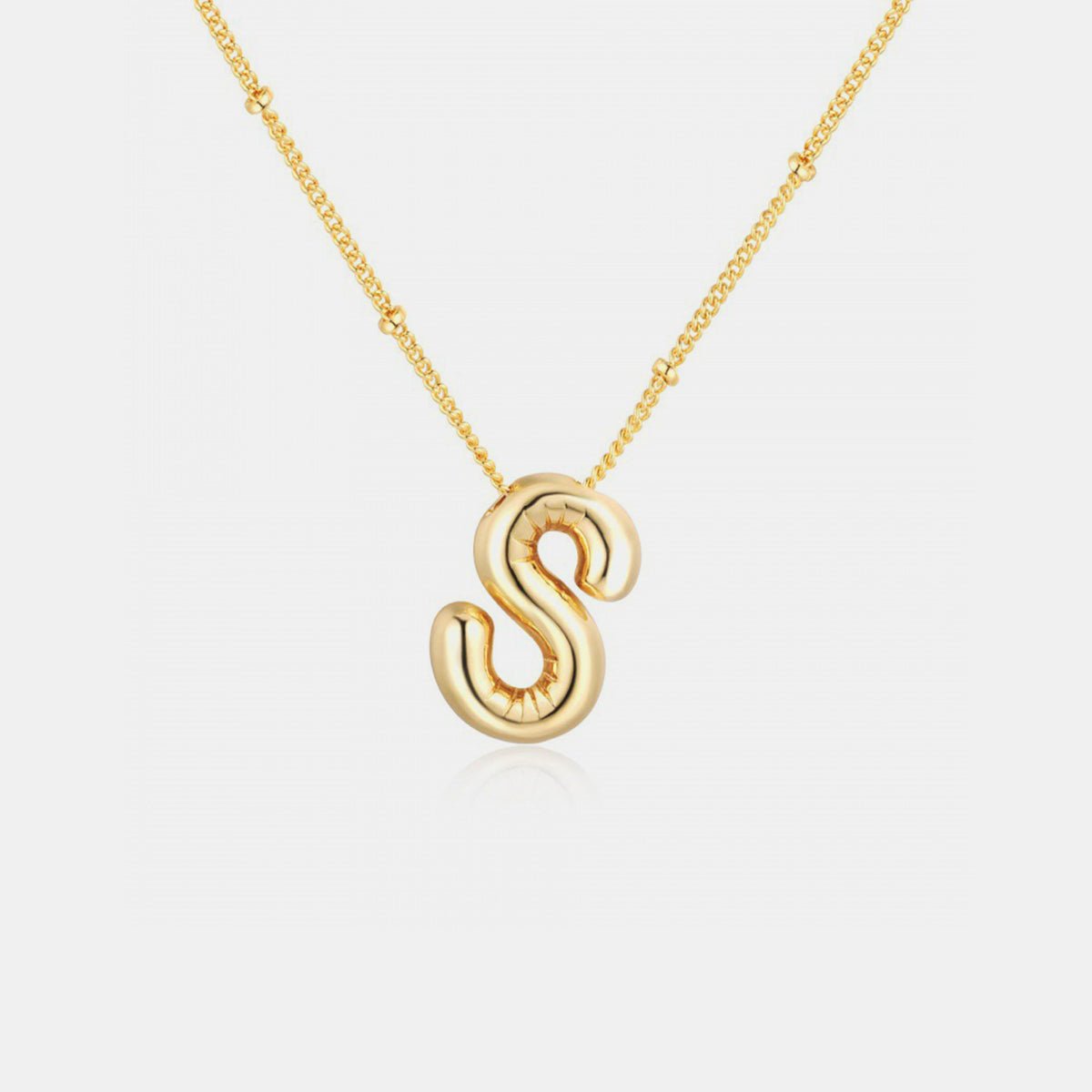 Gold - Plated Bubble Initial Necklace - Blossoms&Moss