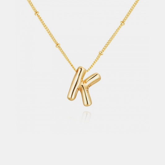 Gold - Plated Bubble Initial Necklace - Blossoms&Moss