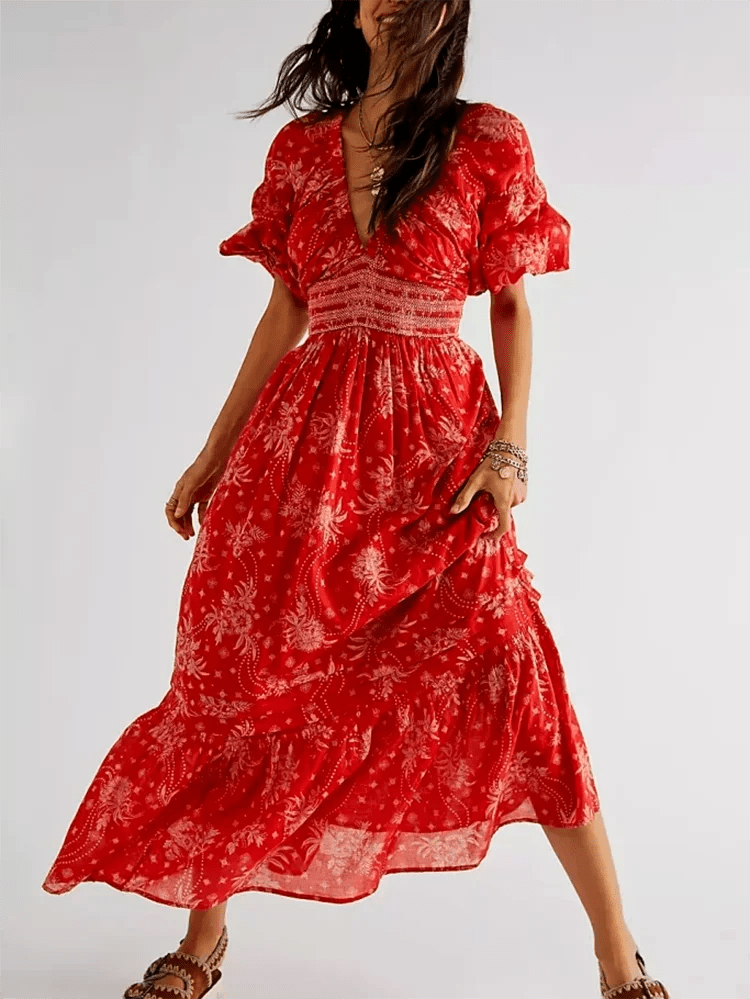 GypsyLady Floral Chic Boho Maxi Dress - Blossoms&Moss