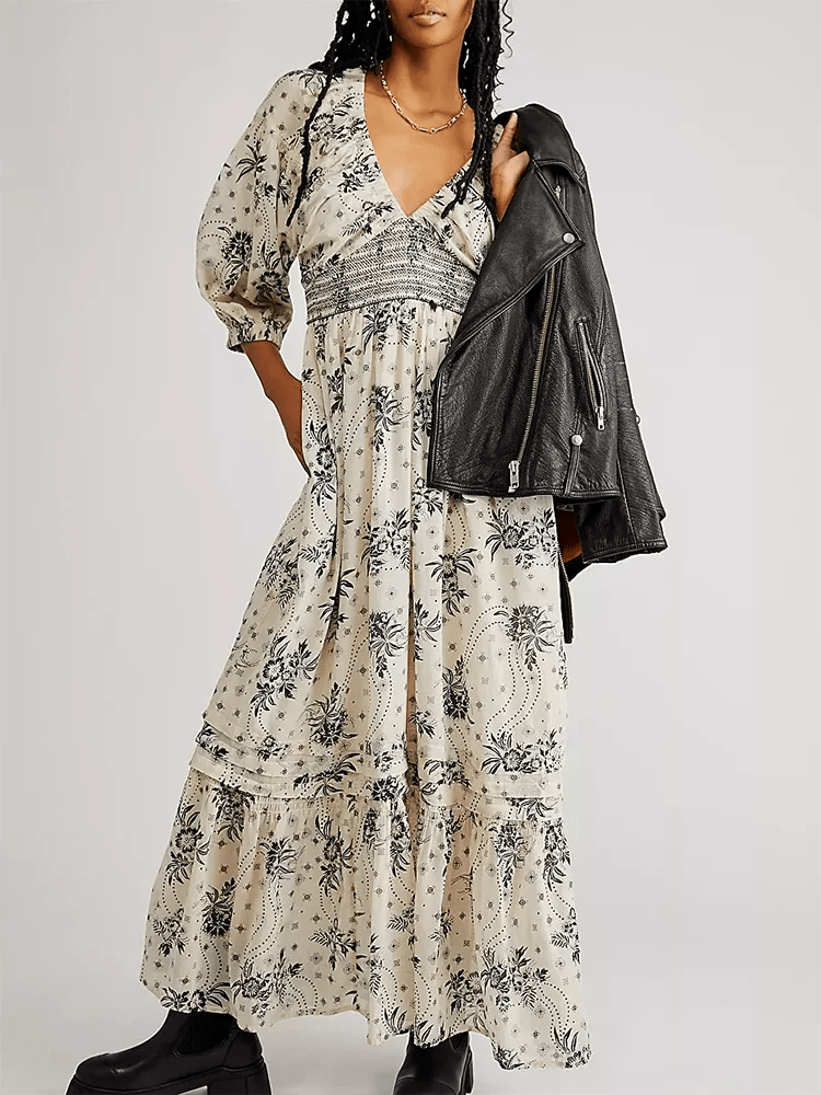 GypsyLady Floral Chic Boho Maxi Dress - Blossoms&Moss