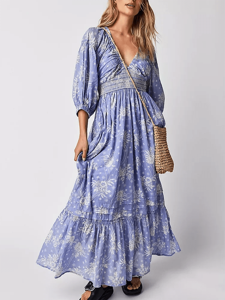 GypsyLady Floral Chic Boho Maxi Dress - Blossoms&Moss