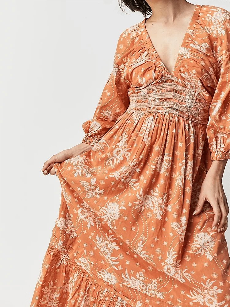 GypsyLady Floral Chic Boho Maxi Dress - Blossoms&Moss