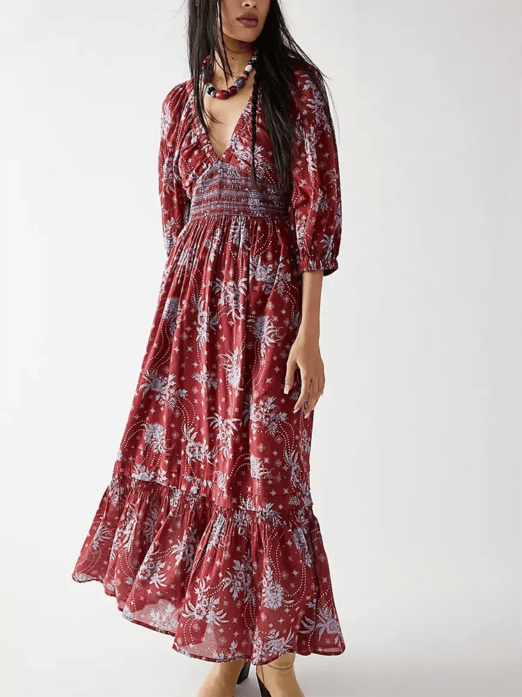 GypsyLady Floral Chic Boho Maxi Dress - Blossoms&Moss