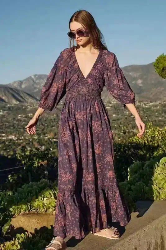 GypsyLady Floral Chic Boho Maxi Dress - Blossoms&Moss