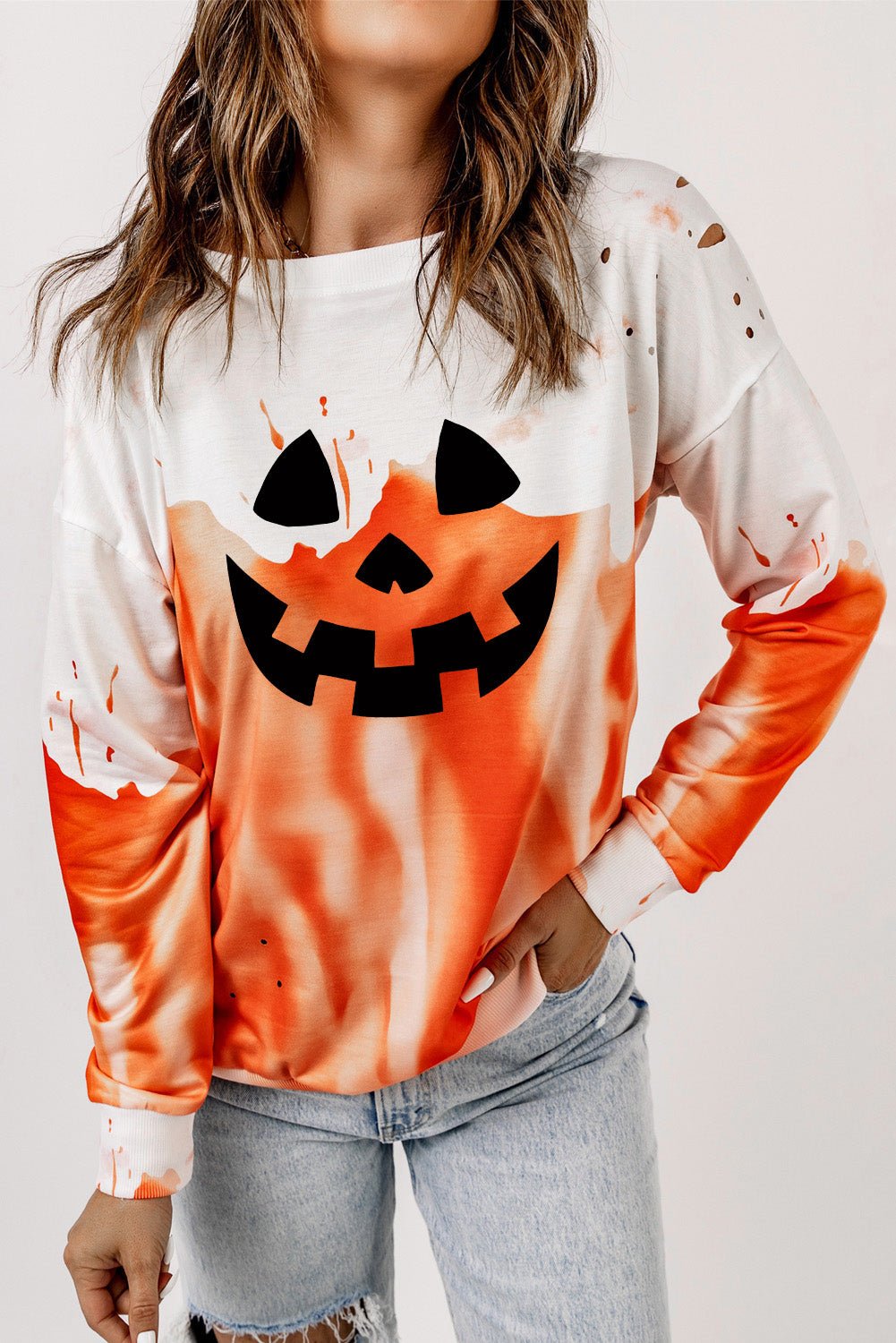 Halloween Theme Round Neck Short Sleeve Sweatshirt - Blossoms&Moss