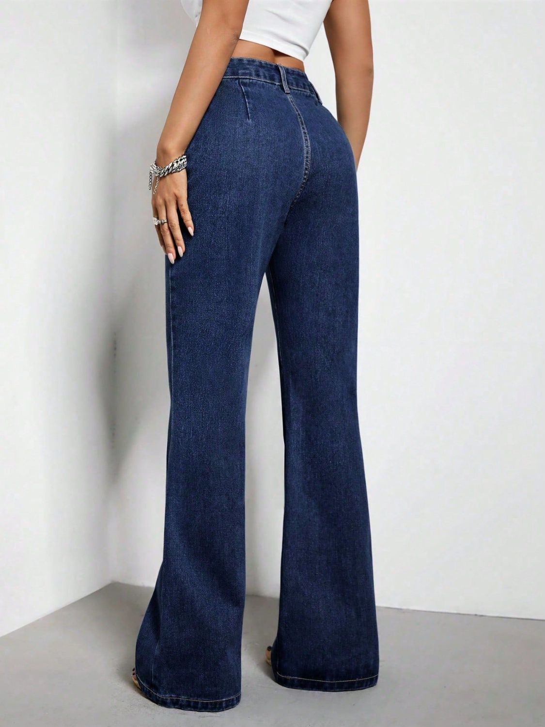 High Waist Bootcut Jeans with Pockets - Blossoms&Moss