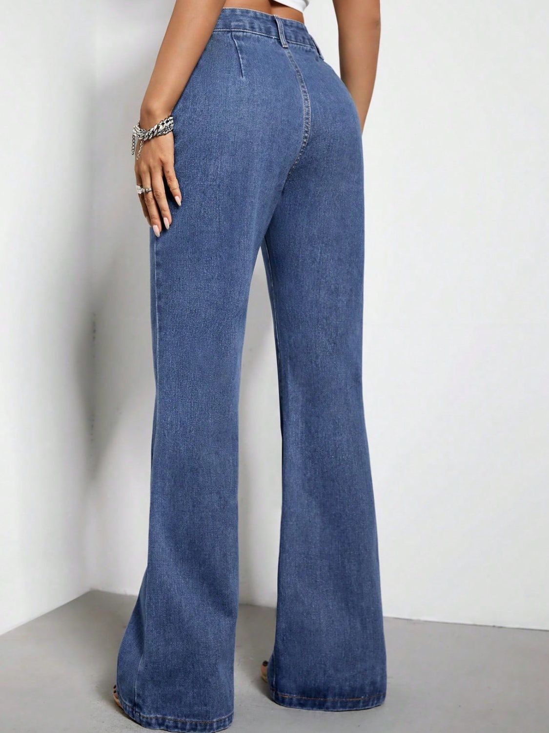 High Waist Bootcut Jeans with Pockets - Blossoms&Moss