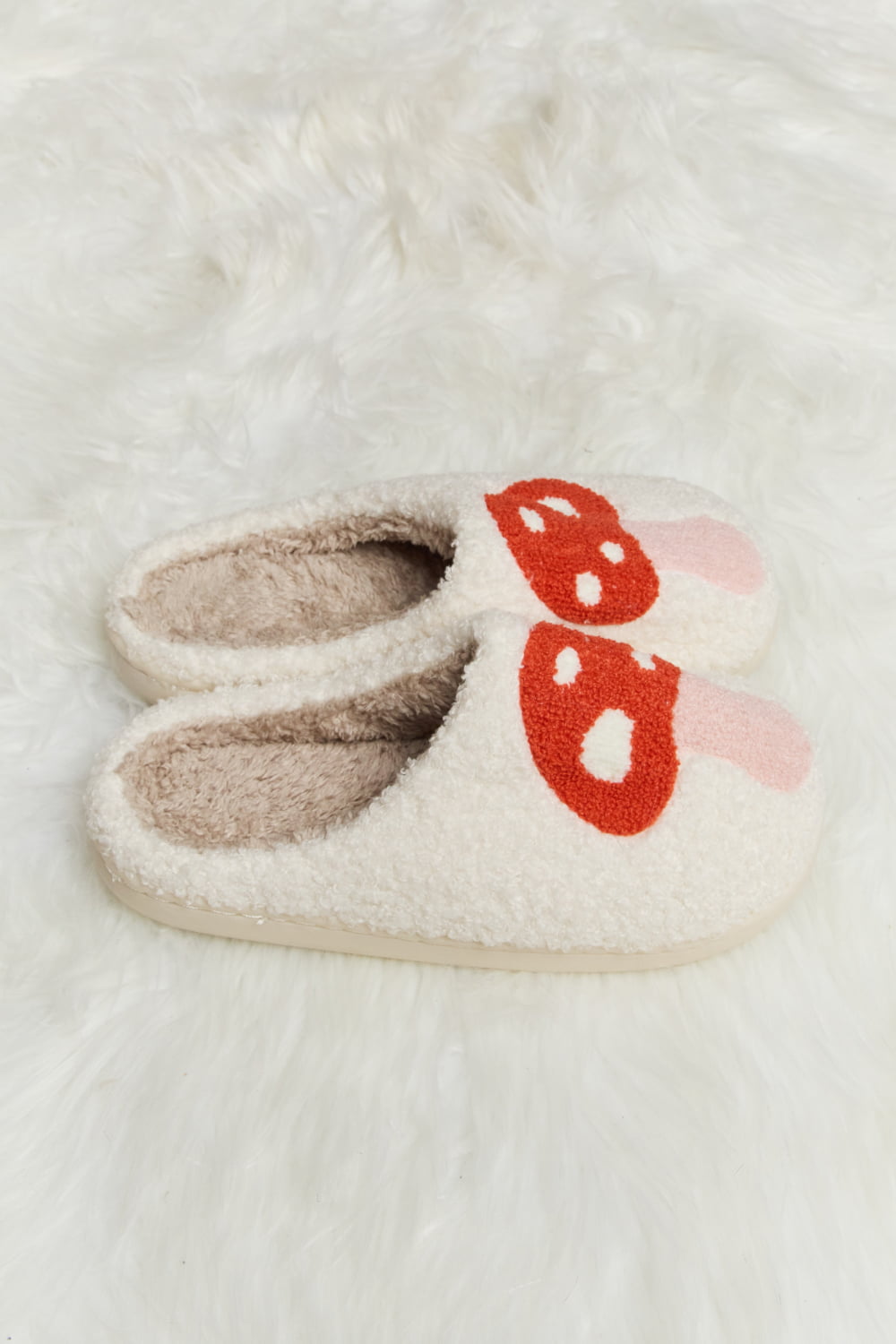 Melody Mushroom Print Plush Slide Slippers - Blossoms&Moss