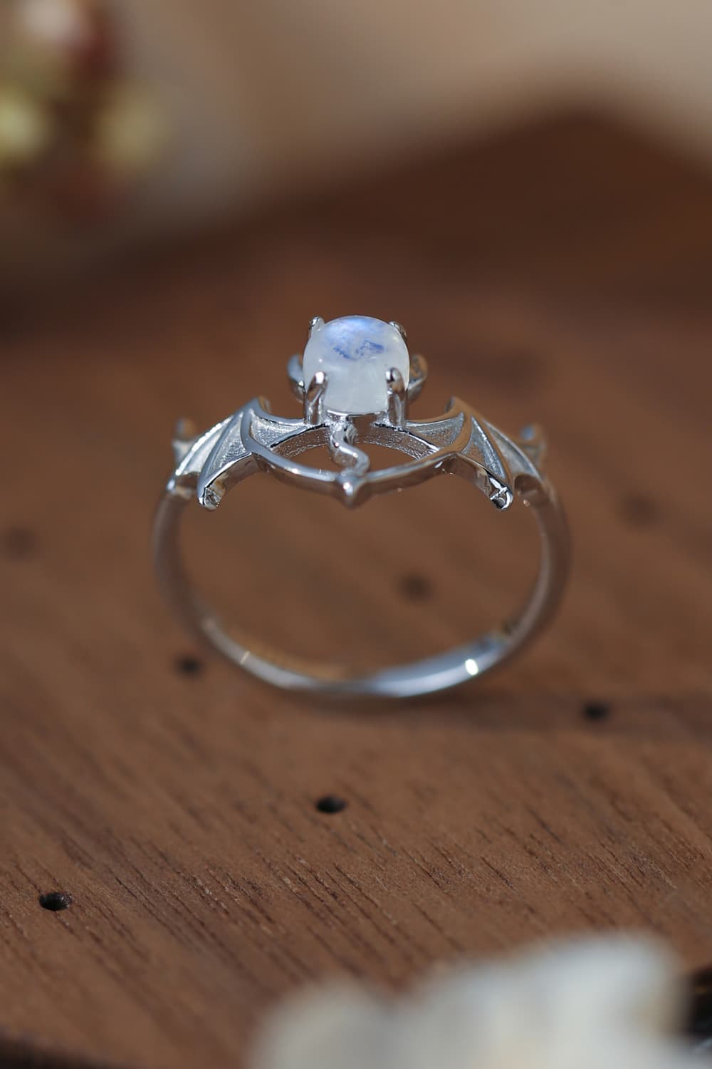 Moonstone Bat 925 Sterling Silver Ring - Blossoms&Moss