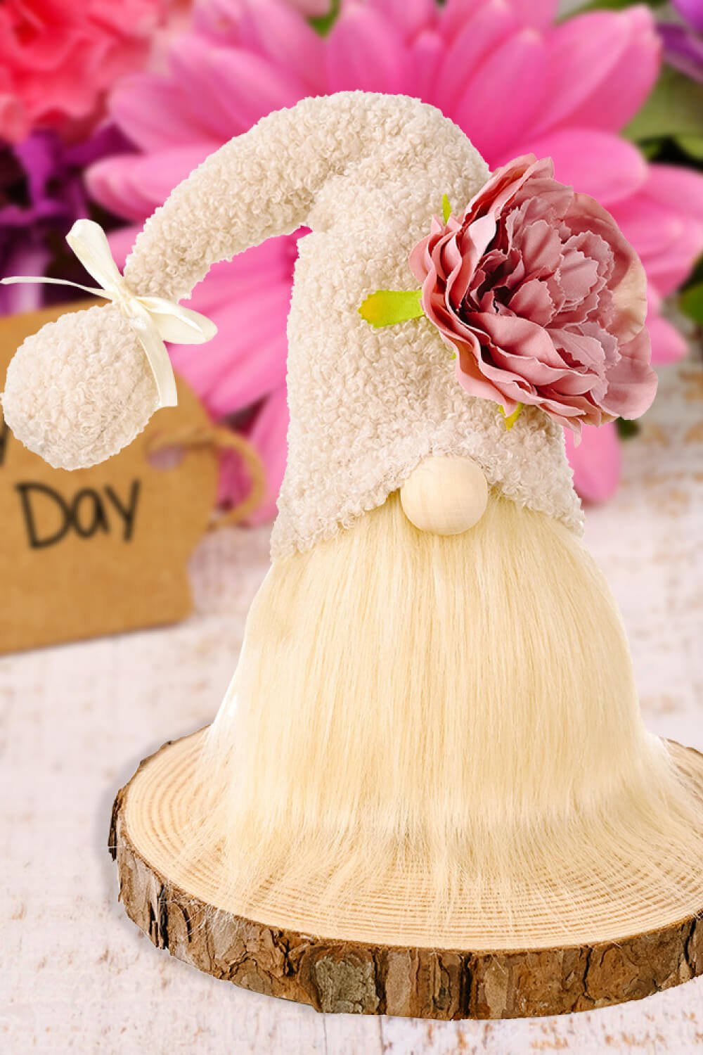 Mother's Day Flower Decor Pom - Pom Trim Faceless Gnome - Blossoms&Moss