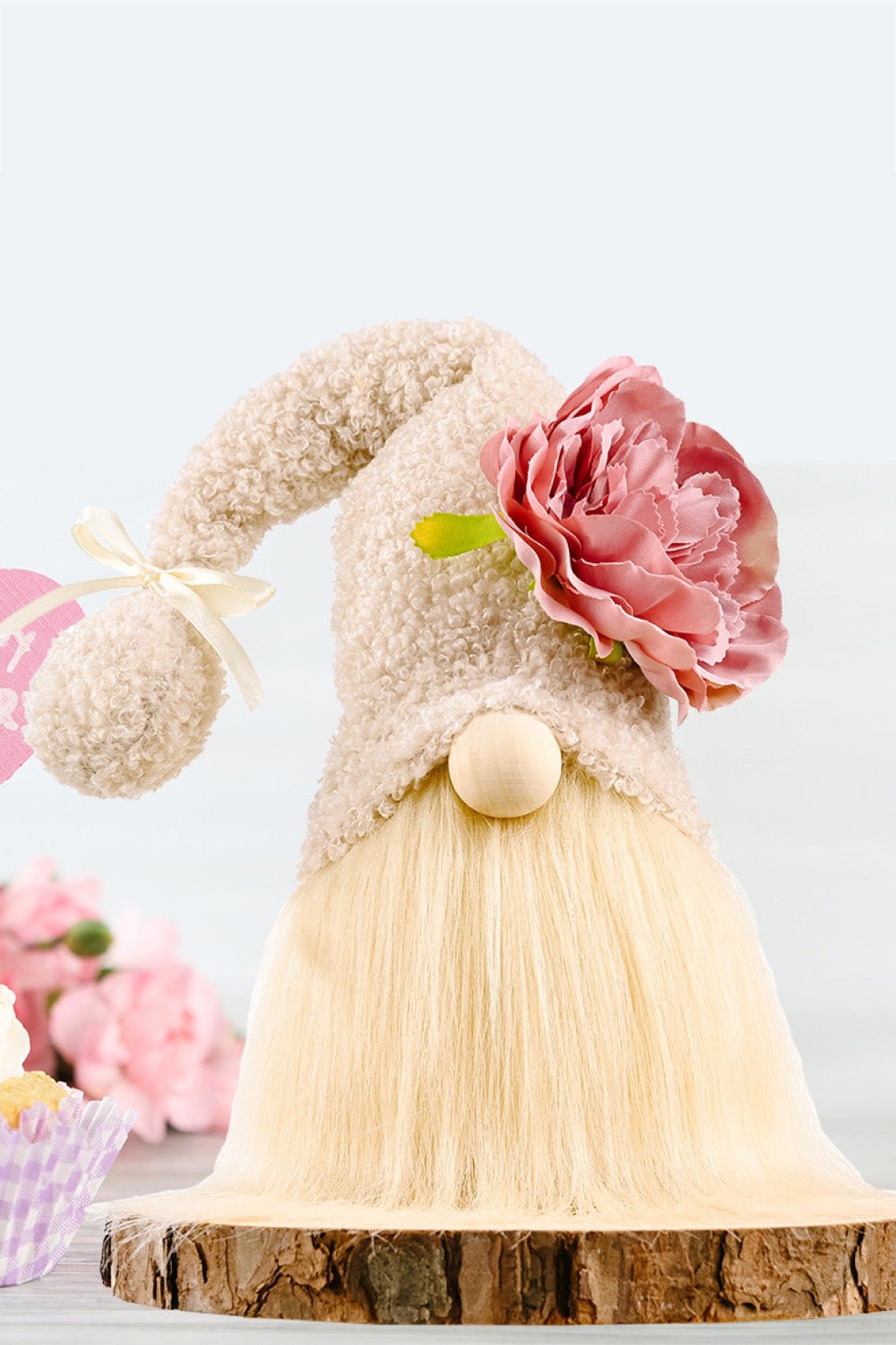 Mother's Day Flower Decor Pom - Pom Trim Faceless Gnome - Blossoms&Moss