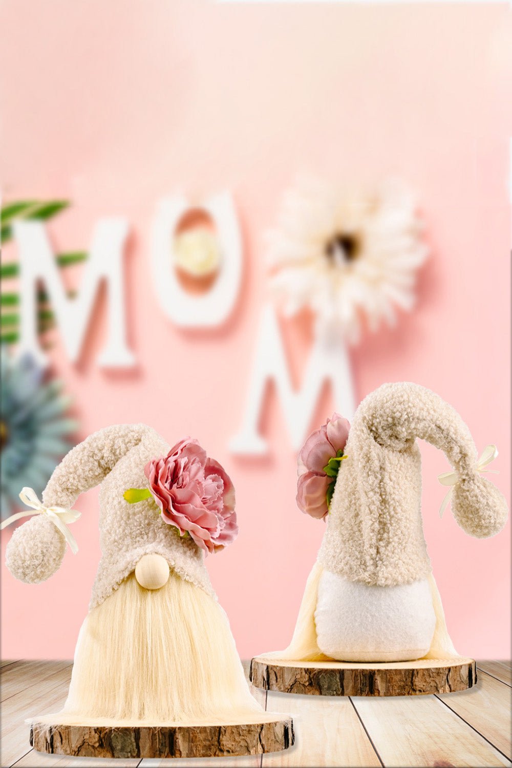 Mother's Day Flower Decor Pom - Pom Trim Faceless Gnome - Blossoms&Moss