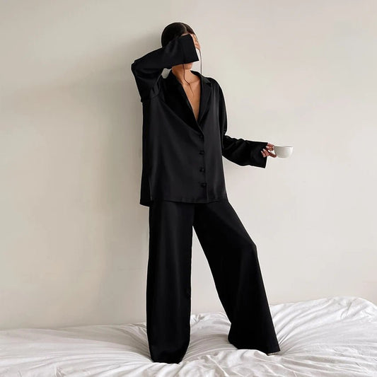 Oversized Satin Sleepwear - Blossoms&Moss