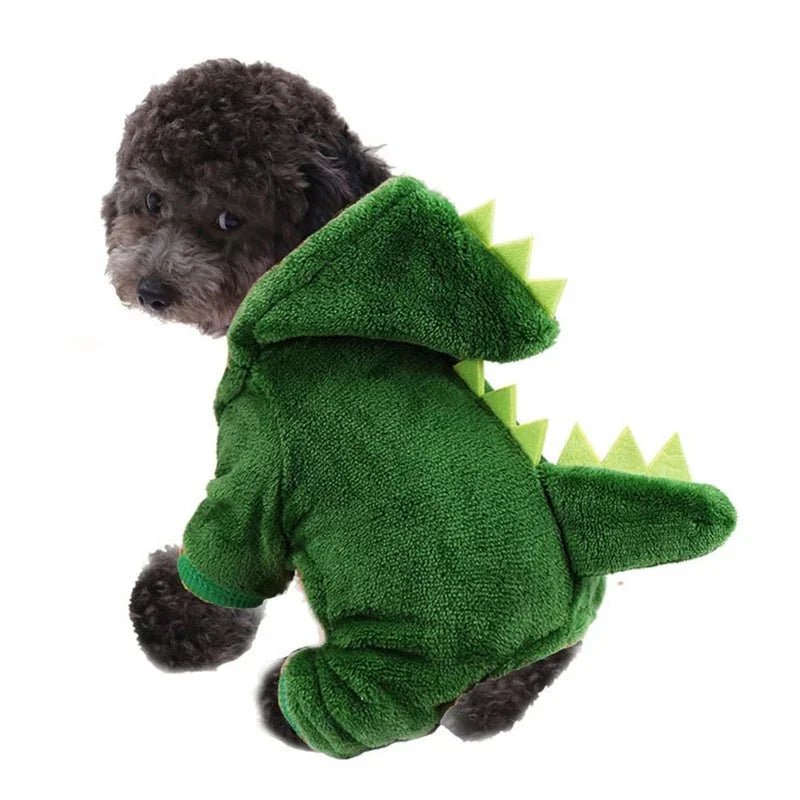 Pet Cat Dog Halloween Dog Clothes for Small Dogs Funny Dinosaur Cosplay Costume Winter Warm Cat Coat Fleece Hoodies Sweater - Blossoms&Moss