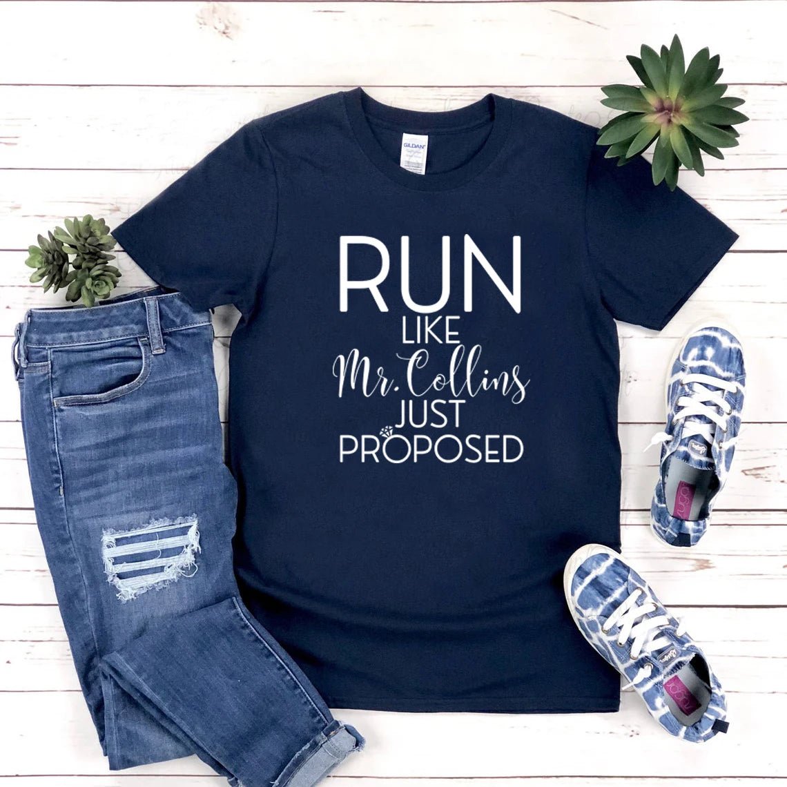 Run Like Mr. Collins Just Proposed T-shirt - Blossoms&Moss