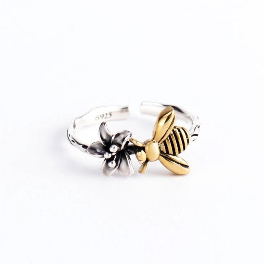 Save the bees silver ring - Blossoms&Moss